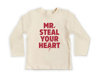 Mr. Steal Your Heart Baby Bodysuit, Adorable Boy Valentine Pullover