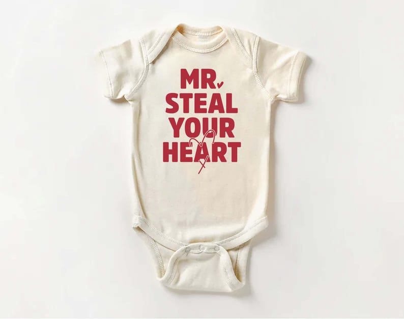 Mr. Steal Your Heart Baby Bodysuit, Adorable Boy Valentine Pullover