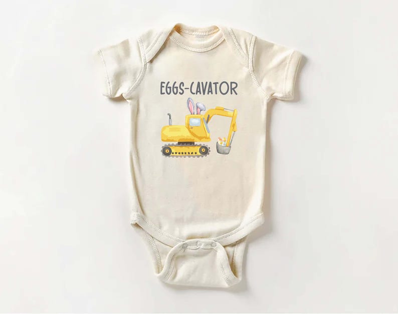 Eggs-Cavator Baby Bodysuit, Boys Easter Pullover