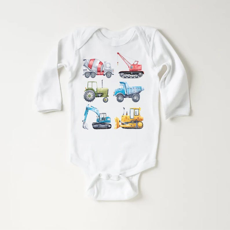 Truck Construction Baby Shirt, Excavator Truck Lover Outfit