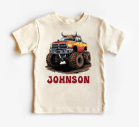 Personalized Monster Truck Baby Bodysuit, Off-road Kids Outfit, Custom Name Birthday Gift