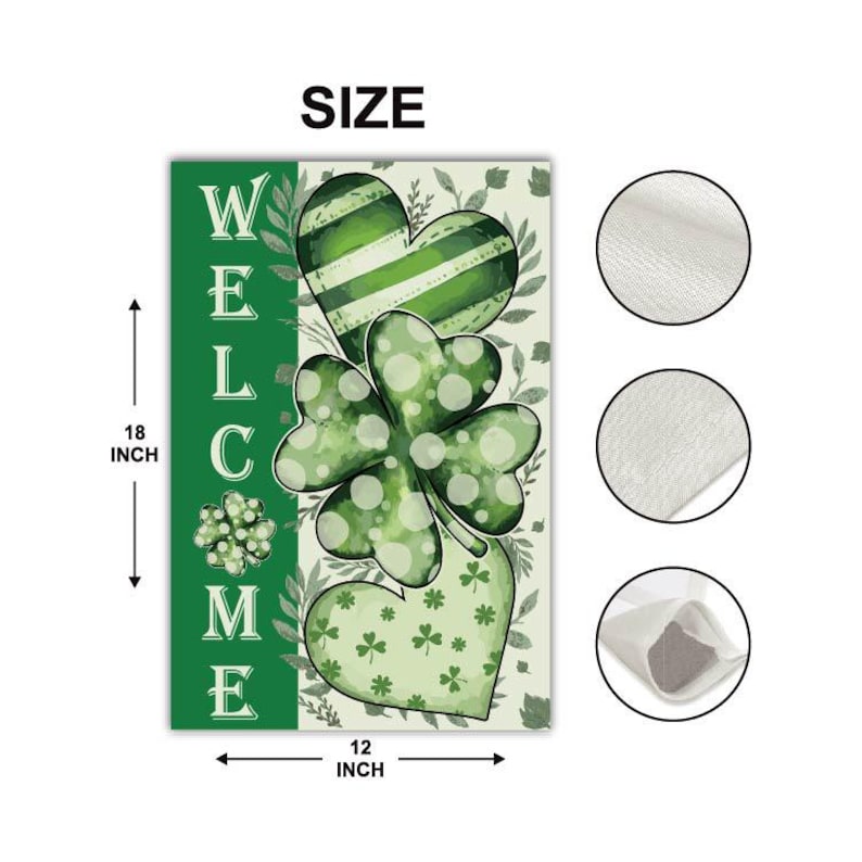 St Patrick's Day Garden Flag, 12x18 Inch Double Sided, Irish Shamrock Yard Decorations, Clover Lucky Welcome Flag, Shamrocks Holiday Flag