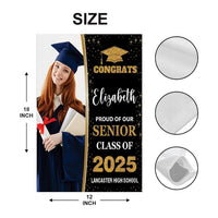 Personalized Graduation Garden Flag with Photo, Double Sided, Custom Name & School, Graduation Decoration 2025 Yard Sign, Class of 2025 Flag