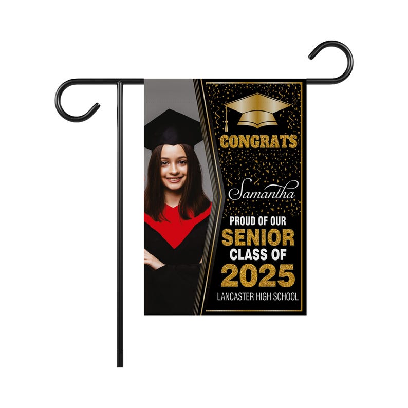 Personalized Graduation Garden Flag with Photo, Double Sided, Custom Name & School, Graduation Decoration 2025 Yard Sign, Class of 2025 Flag