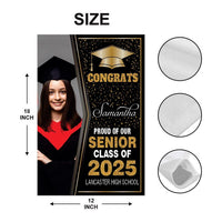 Personalized Graduation Garden Flag with Photo, Double Sided, Custom Name & School, Graduation Decoration 2025 Yard Sign, Class of 2025 Flag