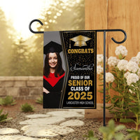 Personalized Graduation Garden Flag with Photo, Double Sided, Custom Name & School, Graduation Decoration 2025 Yard Sign, Class of 2025 Flag