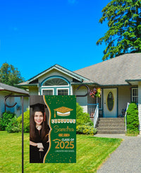 Personalized Graduation Garden Flag with Photo, Double Sided, Custom Name & School, Graduation Decoration 2025 Yard Sign, Class of 2025 Flag