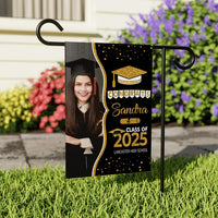 Personalized Graduation Garden Flag with Photo, Double Sided, Custom Name & School, Graduation Decoration 2025 Yard Sign, Class of 2025 Flag