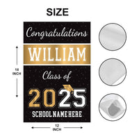 Personalized Graduation Garden Flag, Double Sided, Custom Name & School, Outdoor Graduation Decoration 2025 Yard Sign, Class of 2025 Flag