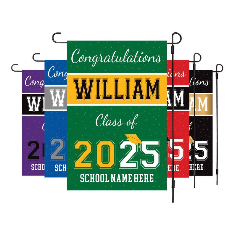 Personalized Graduation Garden Flag, Double Sided, Custom Name & School, Outdoor Graduation Decoration 2025 Yard Sign, Class of 2025 Flag