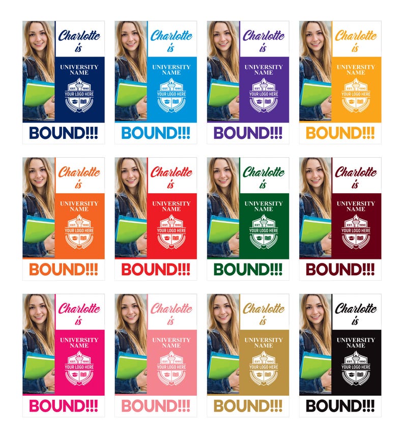 Personalized College Bound Garden Flag, Double Sided, Custom Photo & College Logo, Class of 2025 Yard Sign, Graduation 2025 University Flag