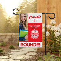 Personalized College Bound Garden Flag, Double Sided, Custom Photo & College Logo, Class of 2025 Yard Sign, Graduation 2025 University Flag