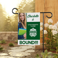 Personalized College Bound Garden Flag, Double Sided, Custom Photo & College Logo, Class of 2025 Yard Sign, Graduation 2025 University Flag