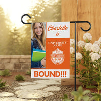 Personalized College Bound Garden Flag, Double Sided, Custom Photo & College Logo, Class of 2025 Yard Sign, Graduation 2025 University Flag