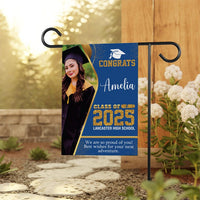 Personalized Graduation Garden Flag with Photo, Double Sided, Custom Name & School, Graduation Decoration 2025 Yard Sign, Class of 2025 Flag