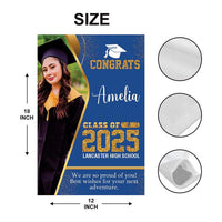 Personalized Graduation Garden Flag with Photo, Double Sided, Custom Name & School, Graduation Decoration 2025 Yard Sign, Class of 2025 Flag