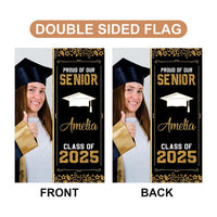 Personalized Graduation Garden Flag with Photo, Double Sided, Custom Name & School, Senior Graduation 2025 Yard Sign, Class of 2025 Flag