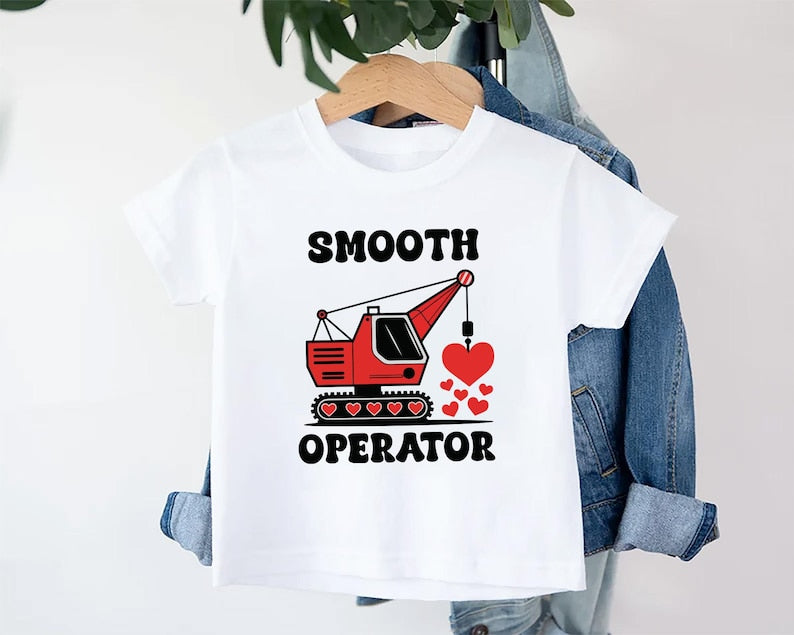 Construction Valentine Baby Shirt, First Valentines Day Outfit