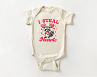 I Steal Hearts Baby Shirt, Cute Animal Valentine Outfit