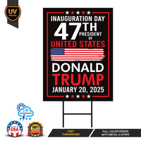 Trump Inauguration 2025 Yard Sign - JD Vance Lawn Sign, 45 47 President Donald Trump Sign, Trump Inauguration Yard Sign with Metal H-Stake