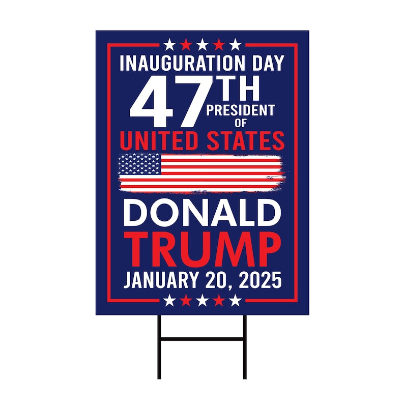 Trump Inauguration 2025 Yard Sign - JD Vance Lawn Sign, 45 47 President Donald Trump Sign, Trump Inauguration Yard Sign with Metal H-Stake