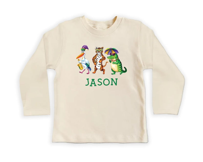 Personalized Mardi Gras Baby Sweatshirt, Adorable Mardi Gras Parade Outfit