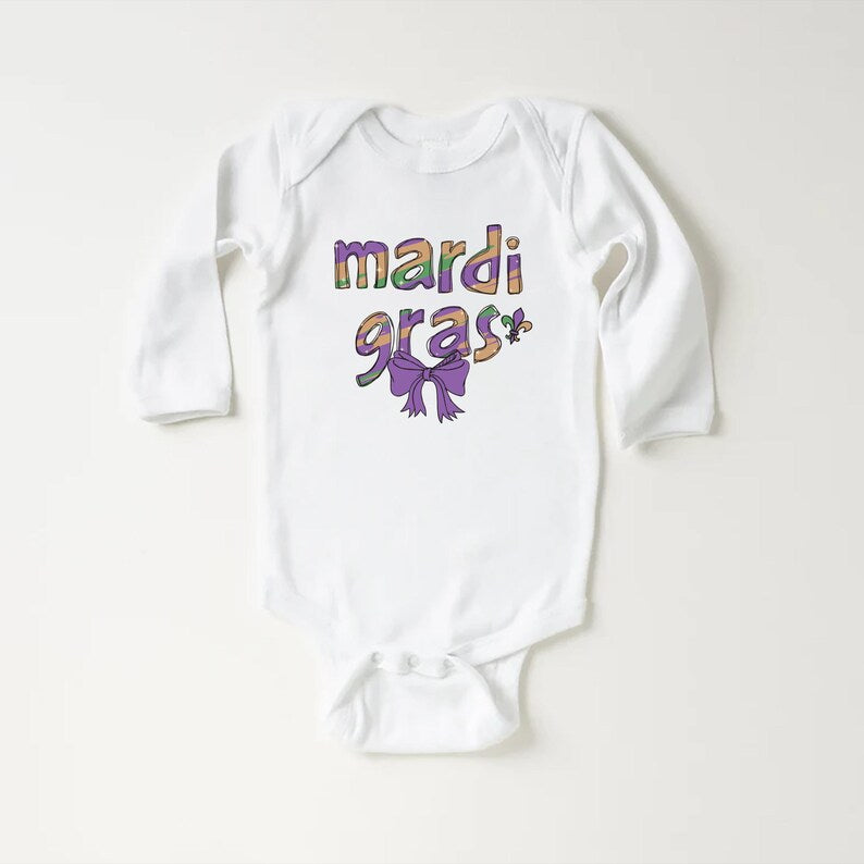 Mardi Gras Coquette Baby Sweatshirt, Mardi Gras Baby Clothing