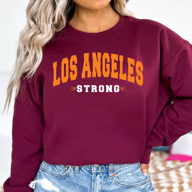 Los Angeles Strong Sweatshirt, LA Graphic Forest Outfit