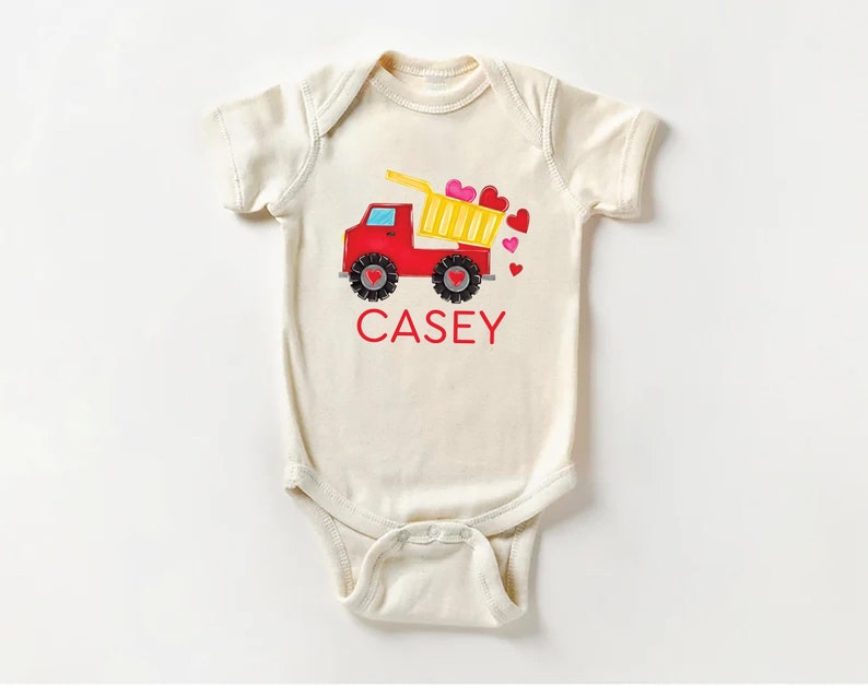 Personalized Valentine Dump Truck Baby Sweatshirt, Adorable Valentine Outfit