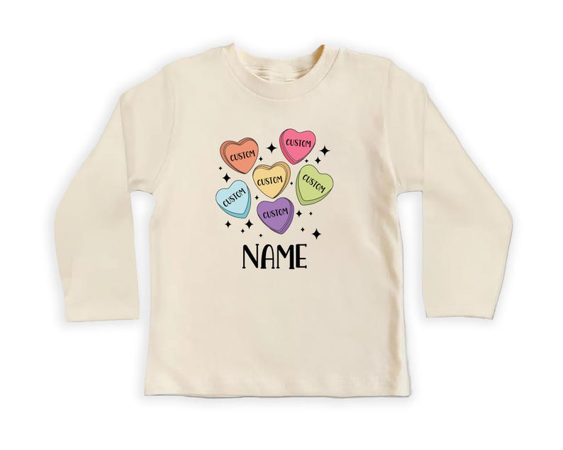 Custom Candy Hearts Baby Sweatshirt, Personalized Valentine’s Day Outfit