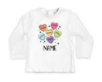 Custom Candy Hearts Baby Sweatshirt, Personalized Valentine’s Day Outfit