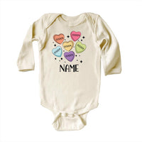 Custom Candy Hearts Baby Sweatshirt, Personalized Valentine’s Day Outfit