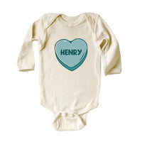 Blue Candy Heart Baby Sweatshirt, Valentine’s Day Outfit for Kids