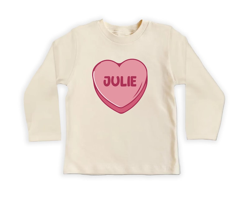 Candy Heart Name Baby Sweatshirt, Custom Name Valentine’s Day Outfit for Baby Girls