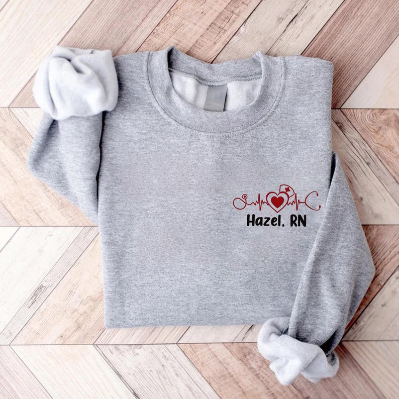 Embroidered Custom Nurse Sweatshirt, LPN Cma Aprn Graduation Gift