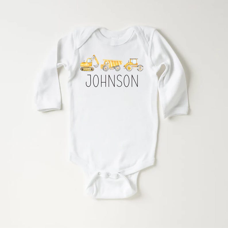 Personalized Construction Baby Sweatshirt, Custom Equipment Outfit