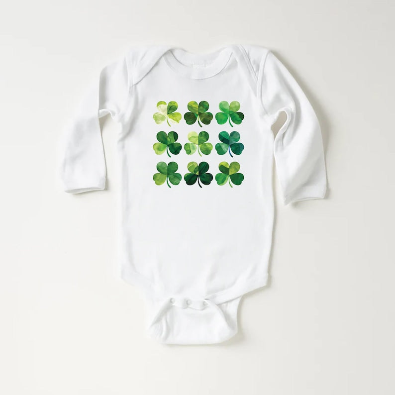 St. Patrick's Day Shamrock Baby Shirt, Newborn St. Paddys Outfit