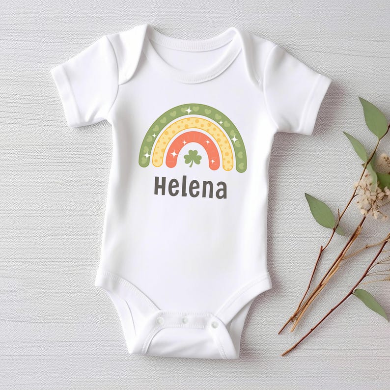 Personalized St. Patrick's Day Baby Shirt, St. Patty's Day Rainbow Baby Outfit