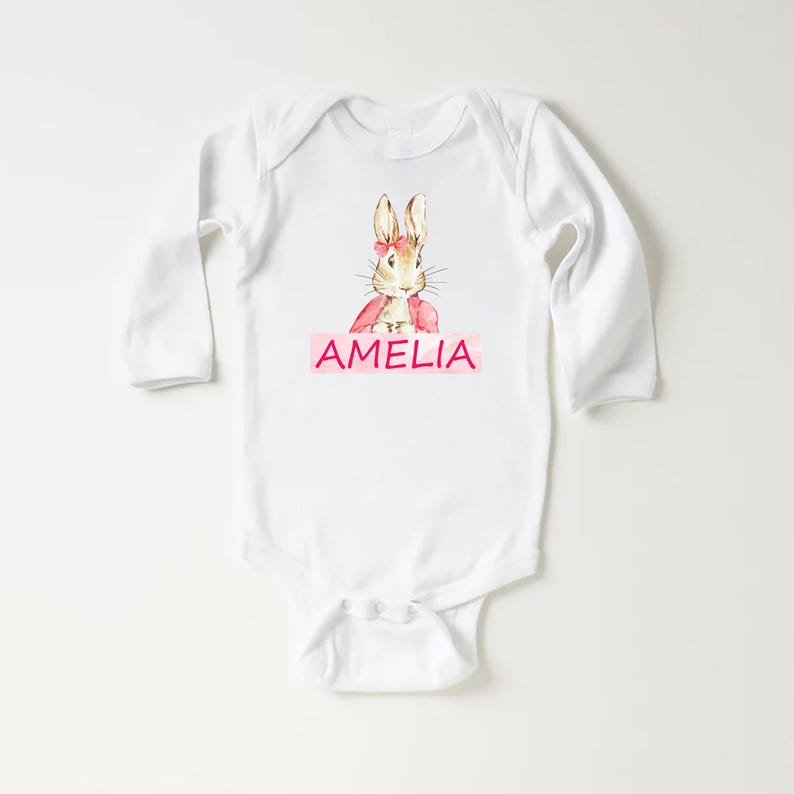 Personalized Easter Bunny Baby Bodysuit, Adorable Bunny Gift