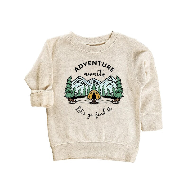 Adventure Awaits Let's Go Find It Baby Sweatshirt, Camping Nature Explore Gift