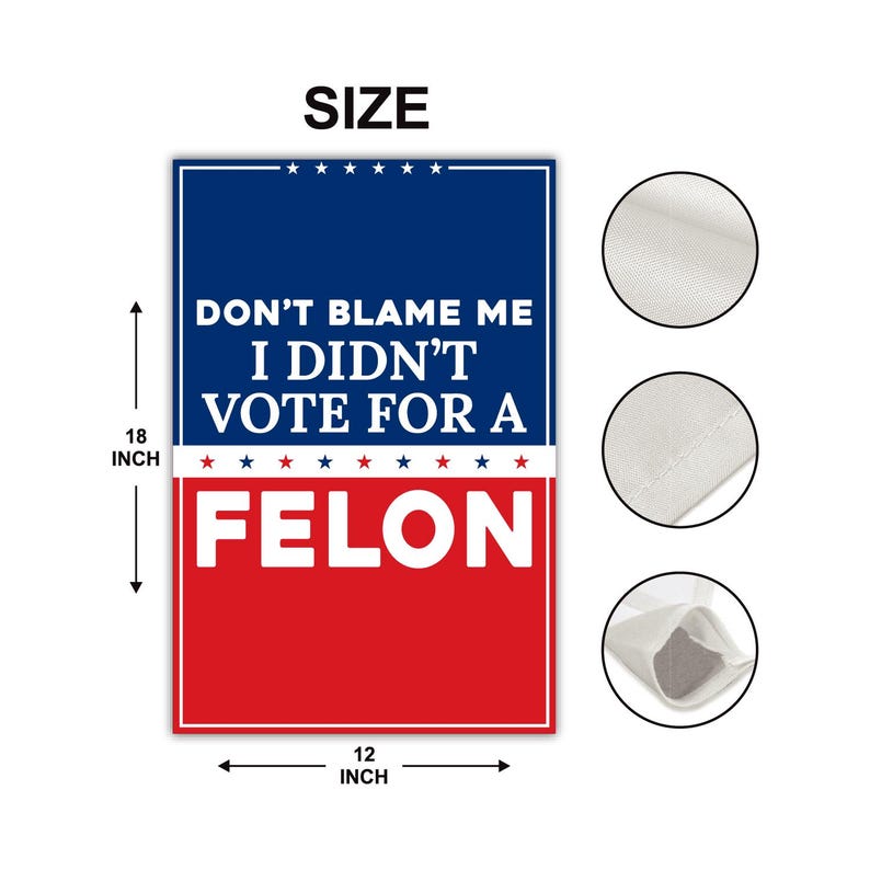 Don't Blame Me I Didn't Vote for A Felon Garden Flag, Double Sided, Resist Hate, Anti-Trump, Resist Racism, Resist Fascism Flag