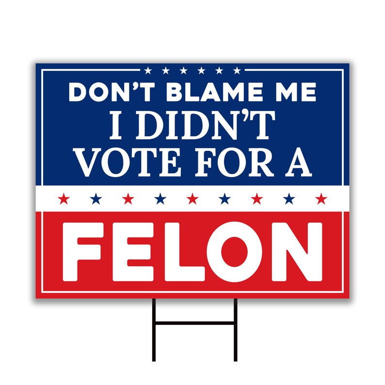 Don't Blame Me I Didn't Vote for A Felon Yard Sign - Resist Hate, Anti-Trump, Resist Racism, Resist Fascism Yard Sign with Metal H-Stake