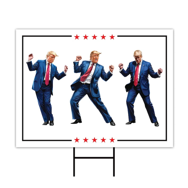 Trump Dance Yard Sign - Funny Trump Dancing Garden Sign, Trump MAGA Lawn Sign, Trump Lover Gift, Donald Trump Yard Sign with Metal H-Stake