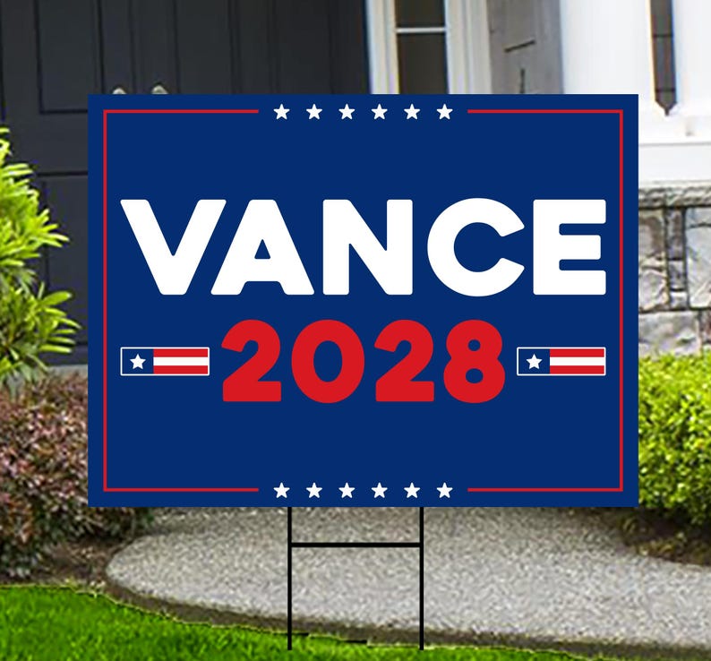 JD Vance 2028 Yard Sign - Trump Won Get Over It Sign, Trump 45-47 Make America Great Again Sign, Donald Trump Yard Sign with Metal H-Stake