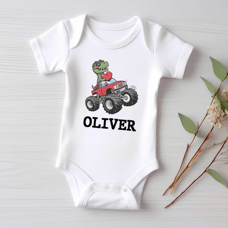 Personalized Dino Valentine Baby Sweatshirt, Cute Dinosaur Kids Gift