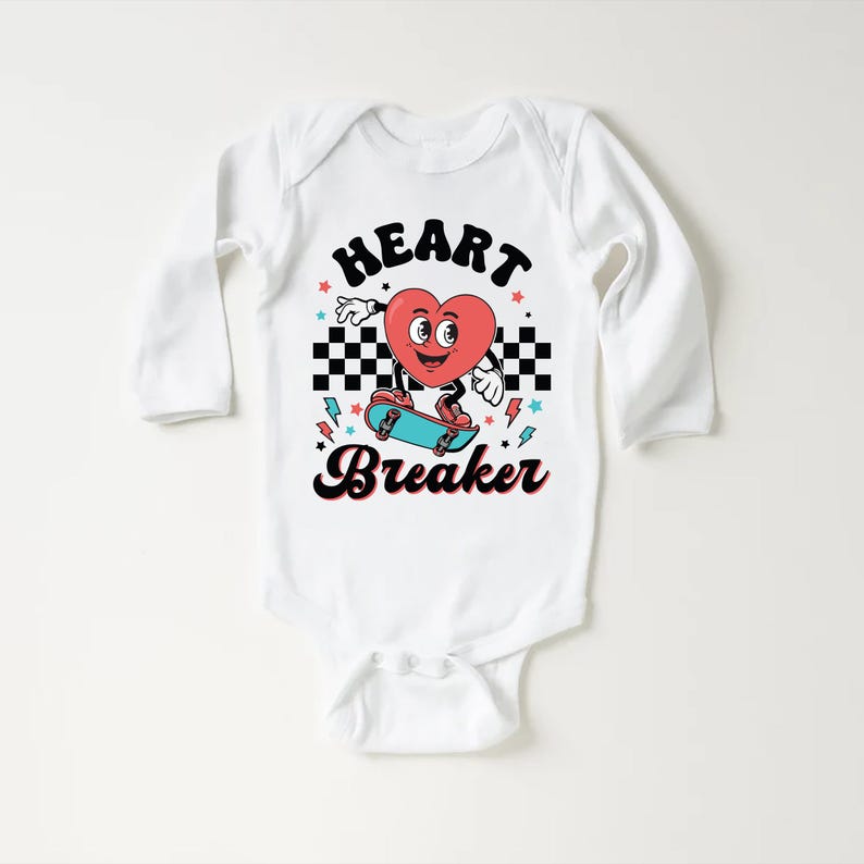 Heart Breaker Valentine Baby Bodysuit, Boys Valentine’s Day Outfit