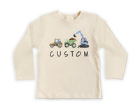 Personalized Construction Baby Sweatshirt, Custom Dump Truck Boys Outfit