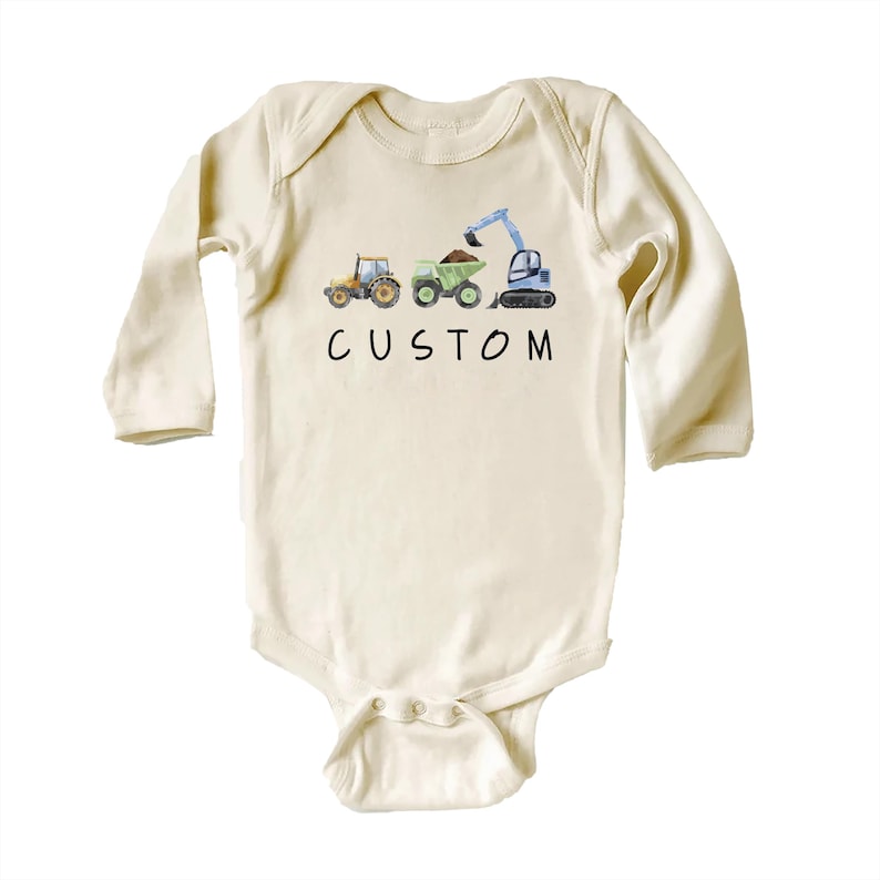 Personalized Construction Baby Sweatshirt, Custom Dump Truck Boys Outfit