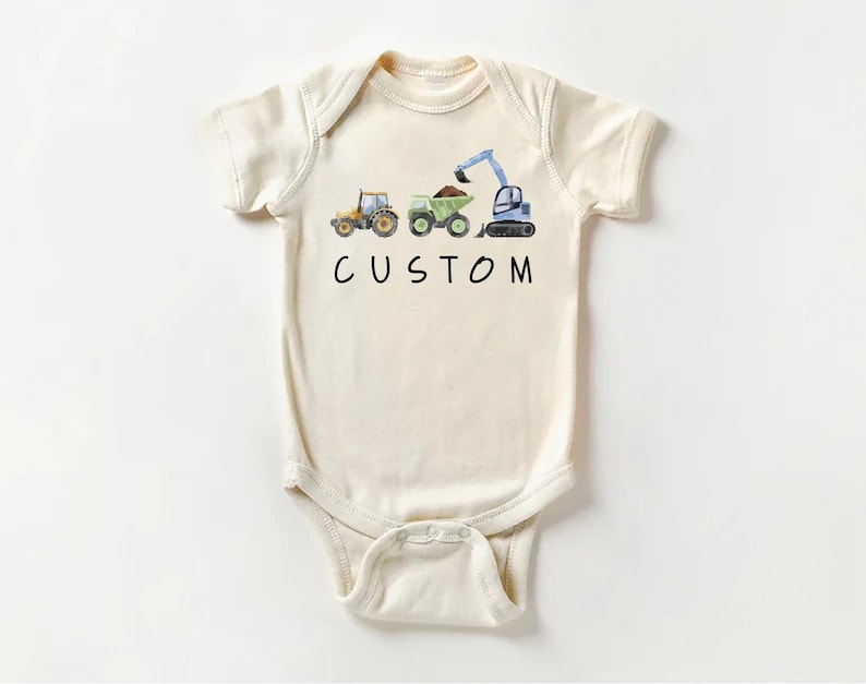 Personalized Construction Baby Sweatshirt, Custom Dump Truck Boys Outfit