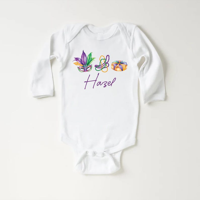 Mardi Gras Baby Bodysuit, Adorable Mardi Gras Parade Outfit for Boys and Girls